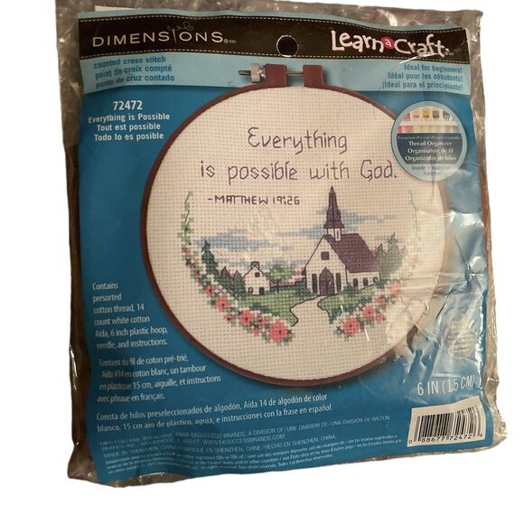 Counted Cross Stitch Everything IS Possible With God -2004 Dimensions 72472 New - Picture 6 of 6